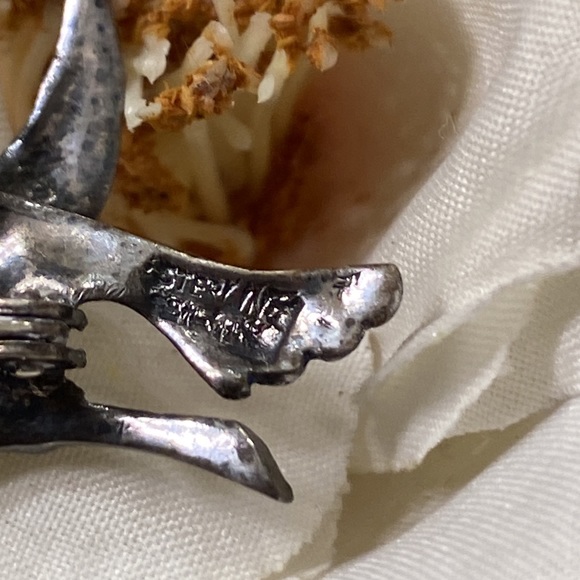 Made in Germany Sterling Enamel Bird Brooch/Pin Vintage 1 3/4” x 1 1/4” - Picture 5 of 7